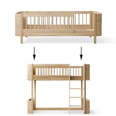 Mini+ Umbausatz - Juniorbett zu Halbhohes Hochbett - Eiche