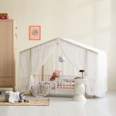 Zelt-Himmelbett für Hausbett Wood - Weiss