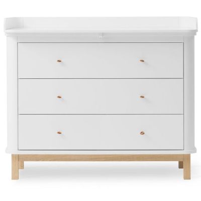 Commode à langer 3 tiroirs Wood - Blanc / Chêne