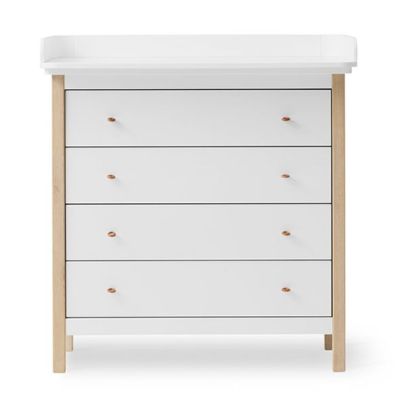Commode à langer 4 tiroirs Wood - Blanc / Chêne