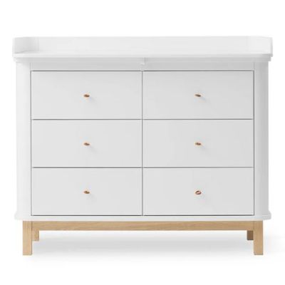 Commode à langer 6 tiroirs Wood - Blanc / Chêne