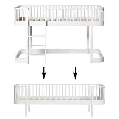 Kit de conversion Wood - Lit mezzanine mi-hauteur à lit banquette - Blanc