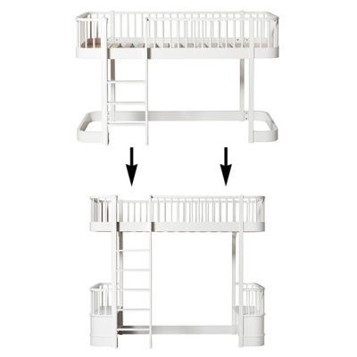 Kit de conversion Wood - Lit mezzanine mi-hauteur à lit mezzanine - Blanc