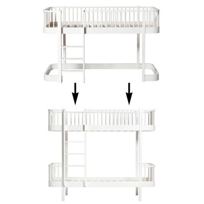 Kit de conversion Wood - Lit mezzanine mi-hauteur 128 cm à lit superposé - Blanc