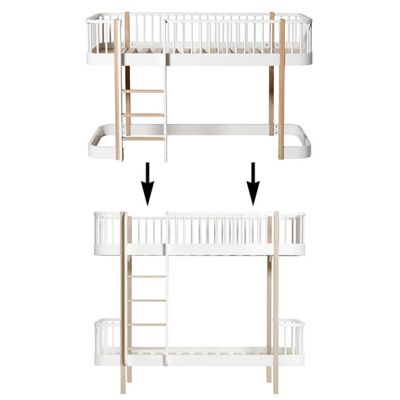 Kit de conversion Wood - Lit mezzanine mi-hauteur 128 cm à lit superposé - Chêne