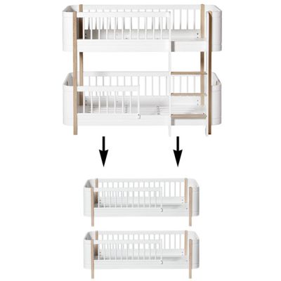 Kit de conversion Mini+ - Lit superposé mi-hauteur à 2 lits junior - Blanc / Chêne