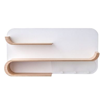 Etagère M - Naturel - Métal Blanc