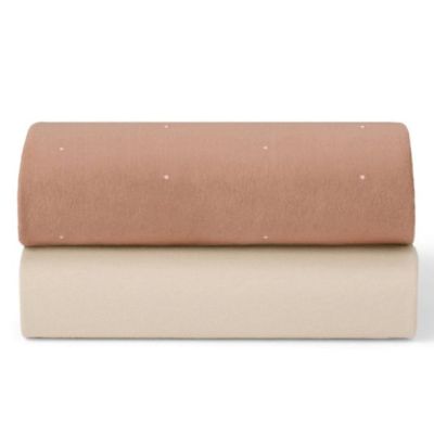 Set of 2 Fitted Sheets for SnüzPod 5 Bedside Crib - 44 x 80 cm - Dots Rose / Cashmere