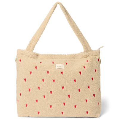 Wickeltasche - Teddy Ecru Herzen