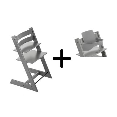 Chaise Haute TRIPP TRAPP + Set bébé v2 - Gris Tempête