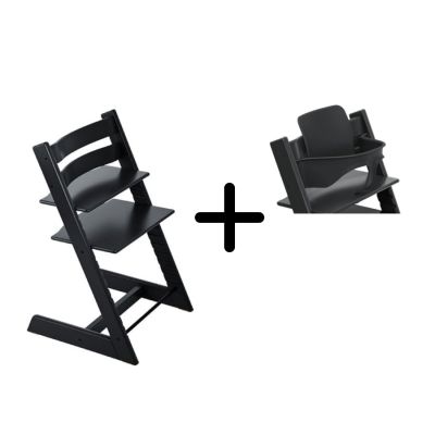 Chaise Haute TRIPP TRAPP + Set bébé v2 - Noir