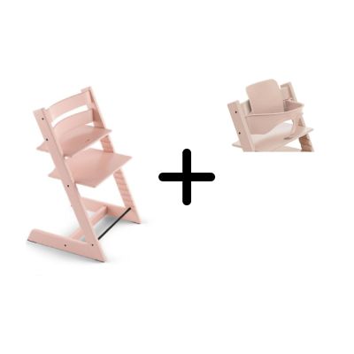Chaise Haute TRIPP TRAPP + Set bébé v2 - Rose Serein