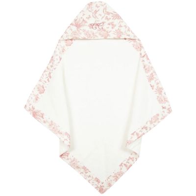 Baby Hooded Towel - Toile de Jouy Pink
