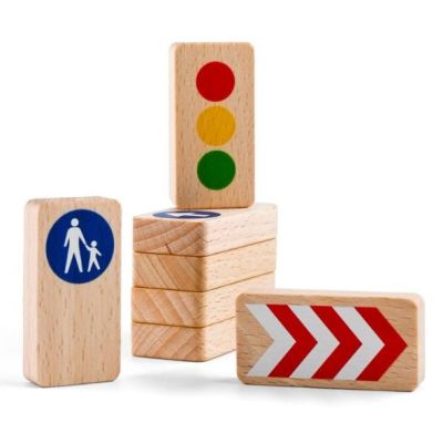 Set of 8 Wooden Traffic Signs