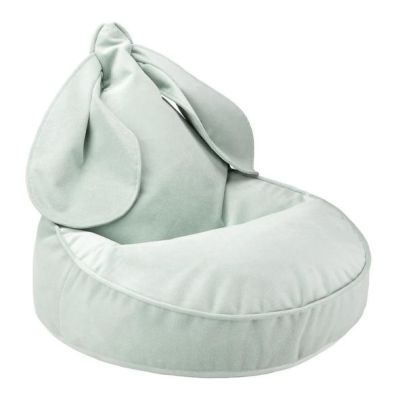 Pouf enfant en velours Lapin - Vert Brume