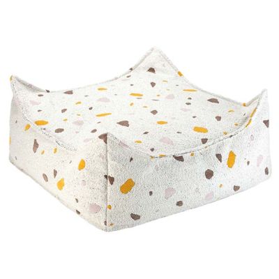 Pouf carré enfant en bouclette Ottoman - Terrazzo Marbre
