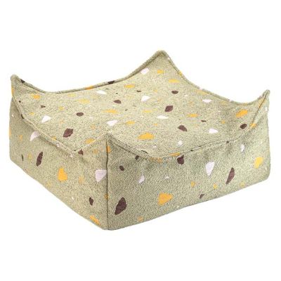 Pouf carré enfant en bouclette Ottoman - Terrazzo Moss