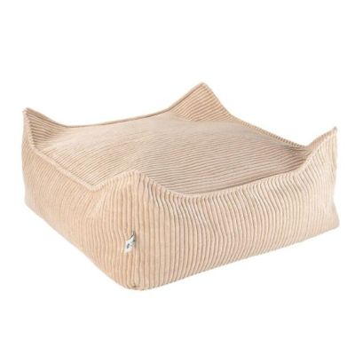 Pouf carré enfant en velours côtelé Ottoman - Beige