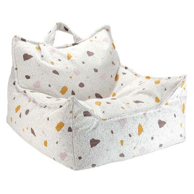 Pouf fauteuil en bouclette - Terrazzo Marbre