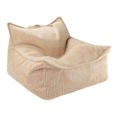 Pouf fauteuil enfant en velours côtelé - Beige