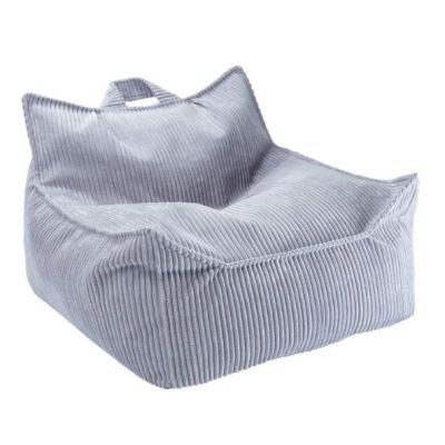 Pouf fauteuil enfant en velours côtelé - Bleu Myrtille