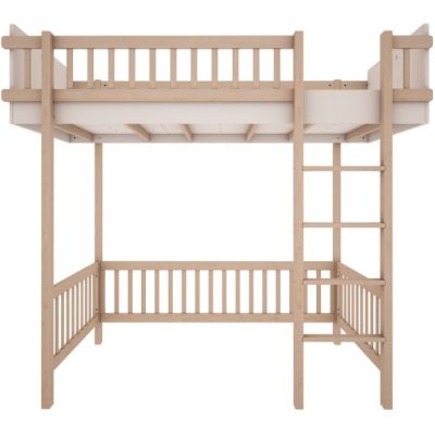 Lit mezzanine H185 cm Basic 90 x 200 cm - Hêtre / Blanc