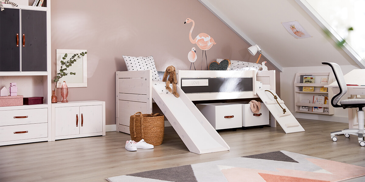 Lifetime Kidsroom - Storage on wheels, slide and climbing ramp