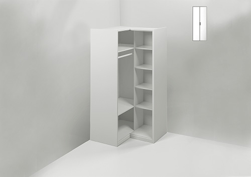 Muba - Asoral Module armoire d'angle 2 portes - 2 étagères longues + 4 étagères courtes + tringle (tiroirs en option)
